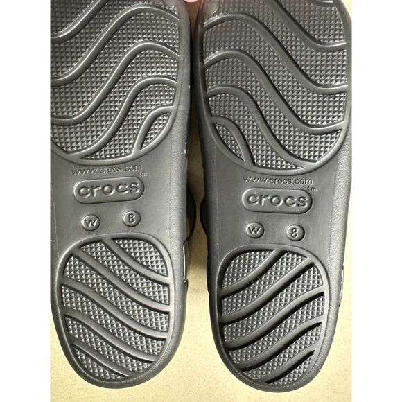 Crocs Splash Glossy Fisherman's Sandals Jellies NWOB Size 8 Black Discontinued - Picture 7 of 7
